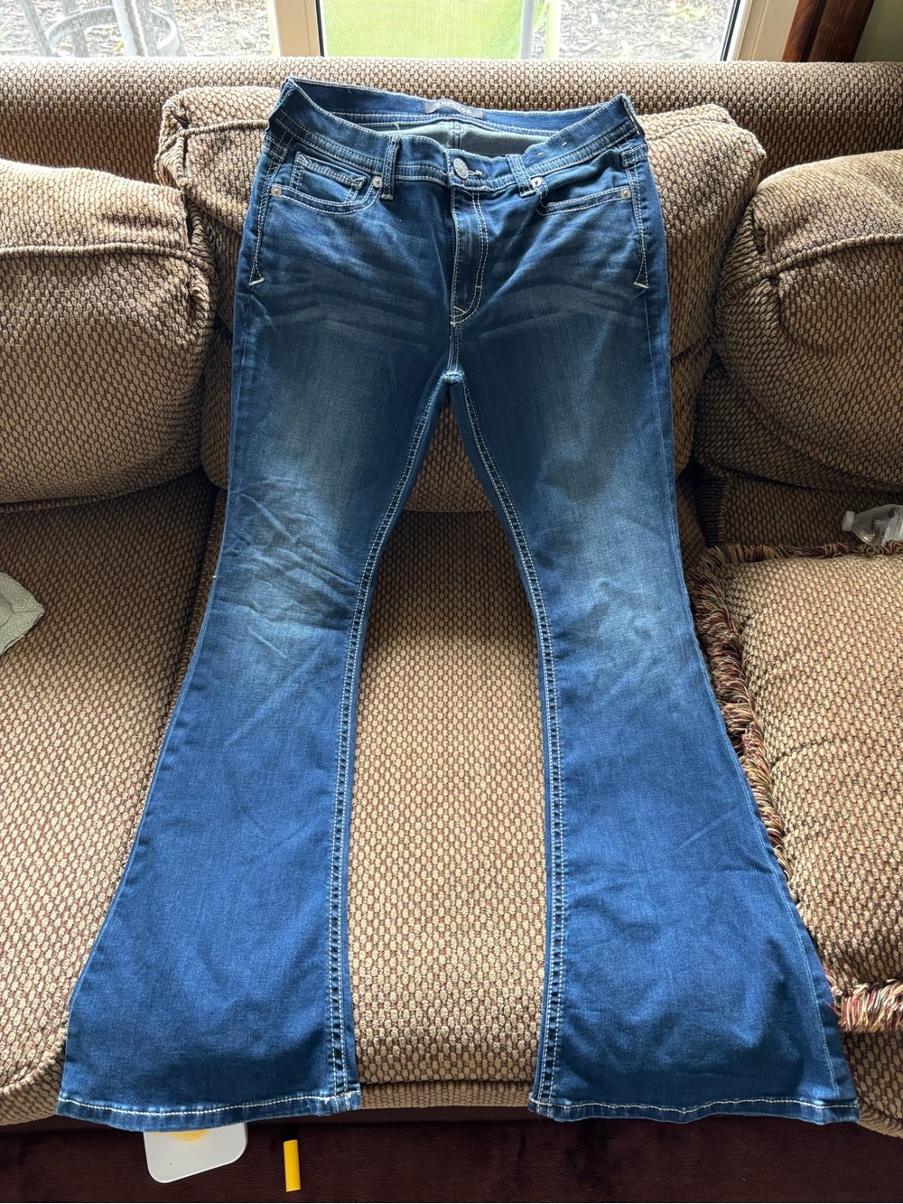 Express Women's Dark Blue Flare Jeans